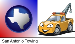San Antonio, Texas - a yellow tow truck